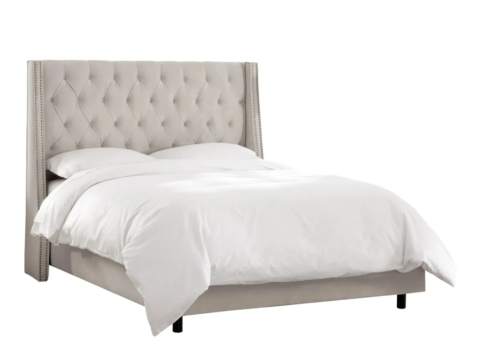 Sheridan Wingback Bed in Velvet Light Gray by Skyline