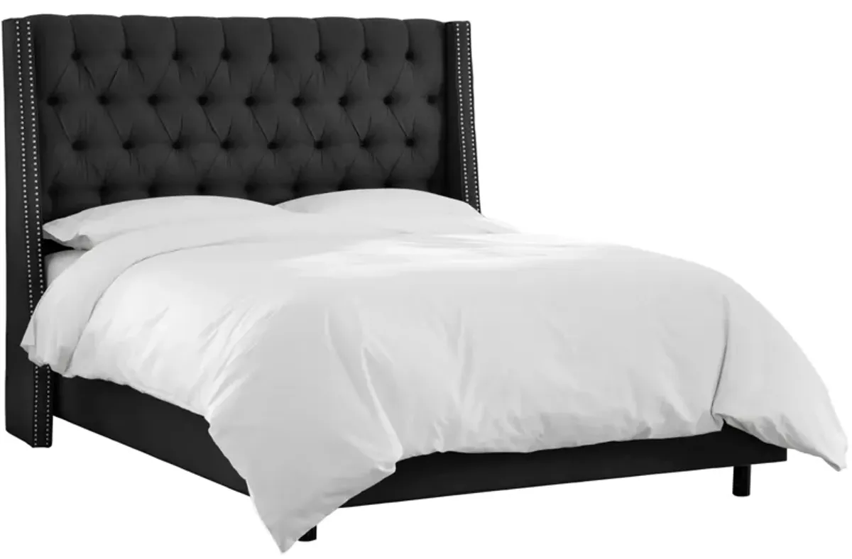 Sheridan Wingback Bed in Linen Black by Skyline