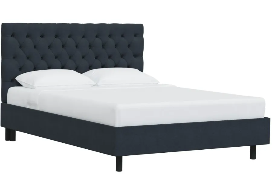 Queensbury Platform Bed in Linen Navy by Skyline