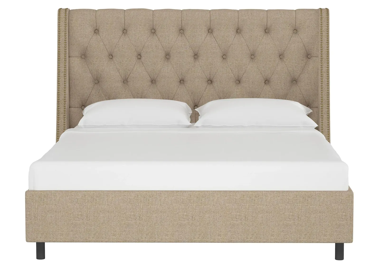 Sheridan Wingback Platform Bed in Linen Sandstone by Skyline