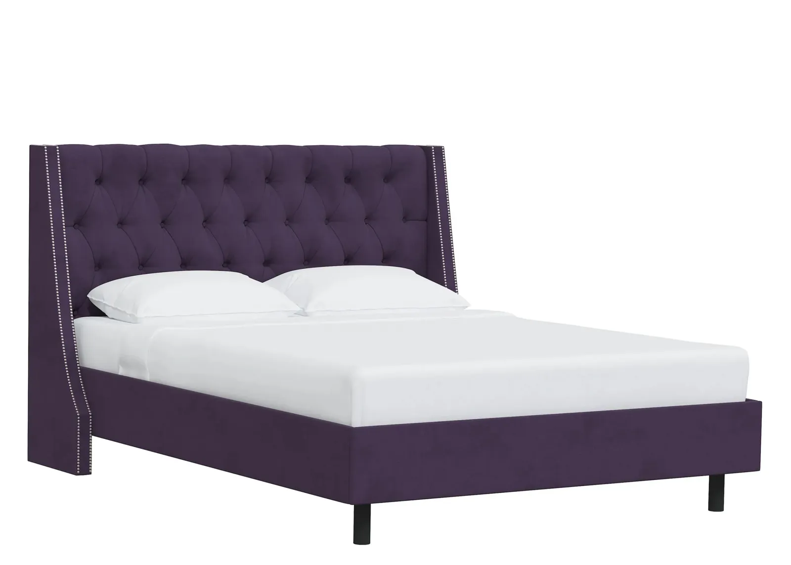 Sheridan Wingback Platform Bed in Velvet Aubergine by Skyline