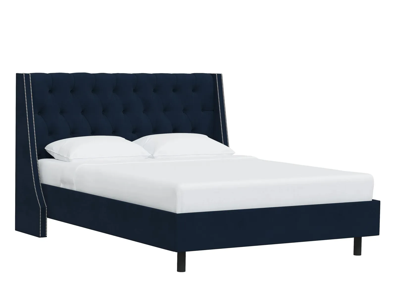 Sheridan Wingback Platform Bed in Velvet Ink by Skyline