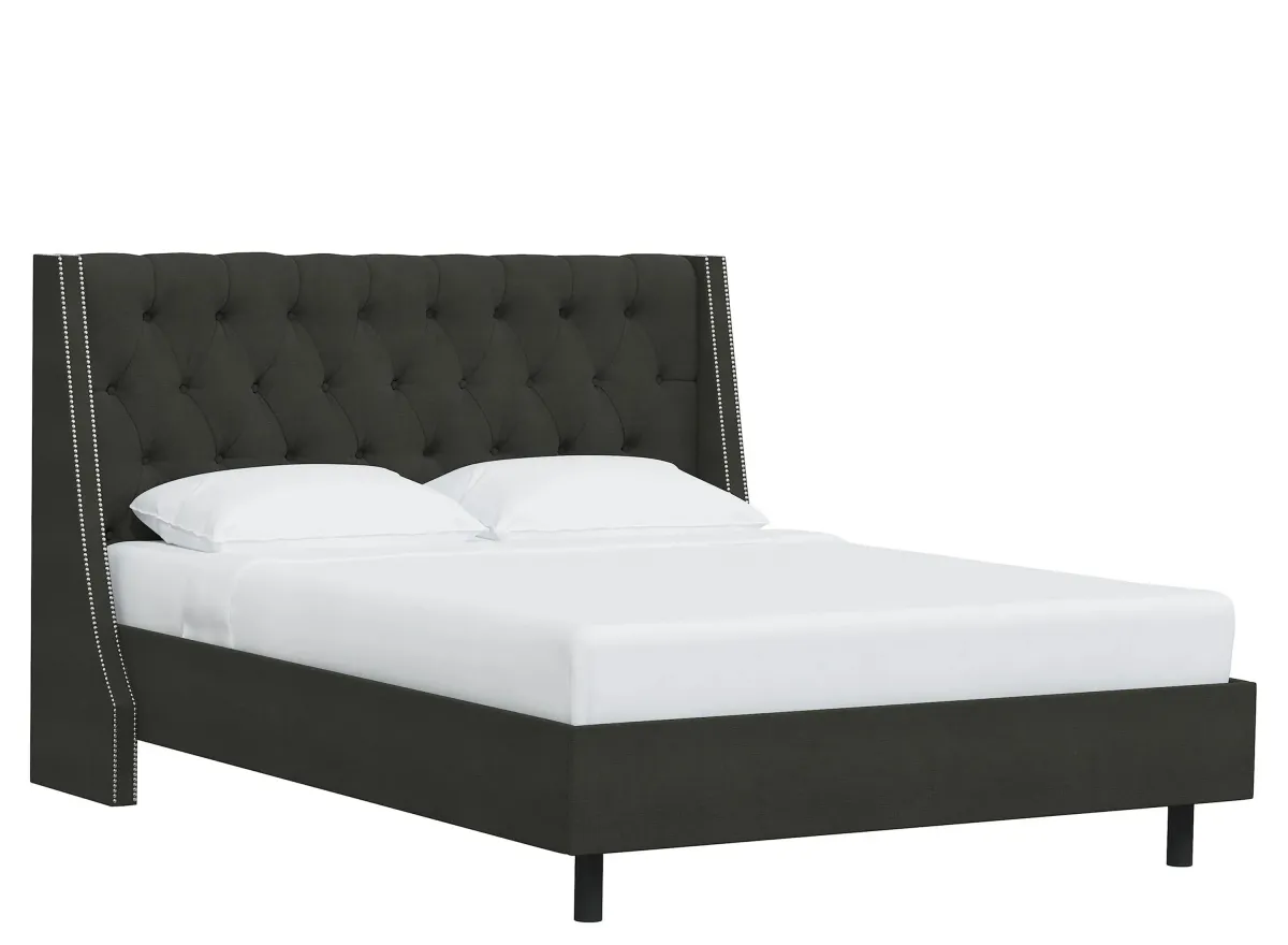 Sheridan Wingback Platform Bed in Linen Slate by Skyline