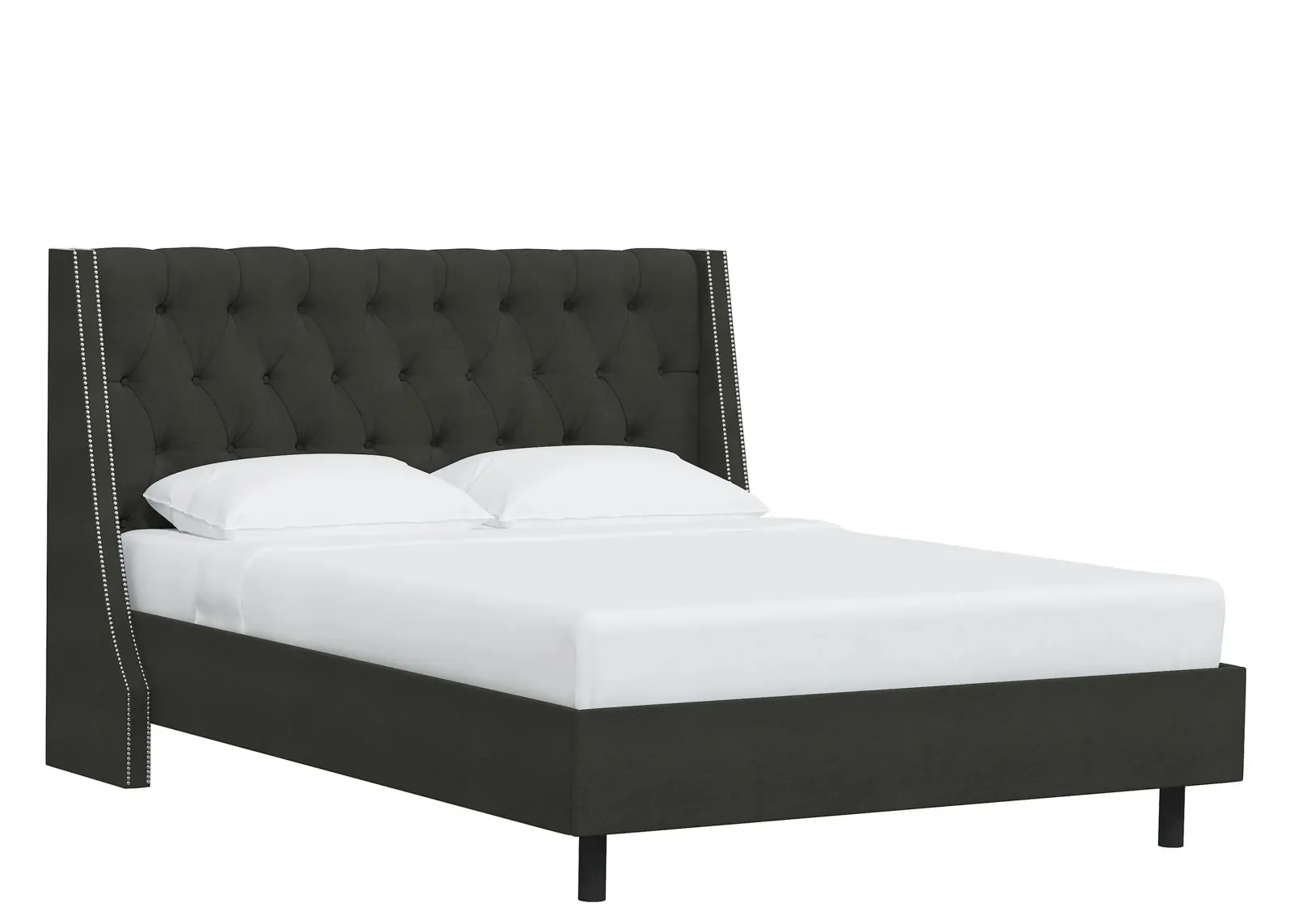 Sheridan Wingback Platform Bed in Linen Slate by Skyline