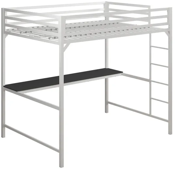 Miles Loft Bed with Desk in White by DOREL HOME FURNISHINGS