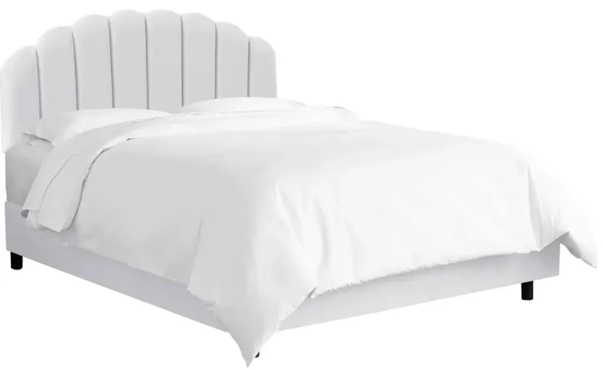 Tanner Bed in Velvet White by Skyline