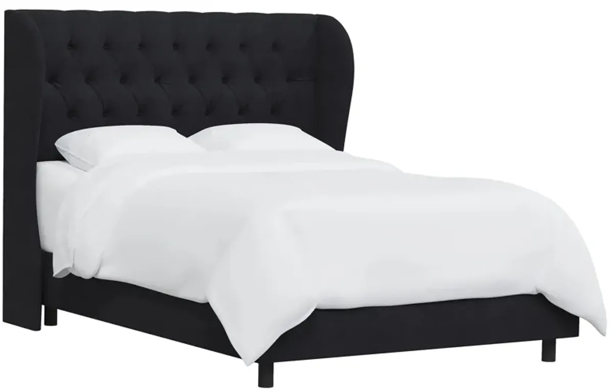 Thayer Wingback Bed in Linen Black by Skyline