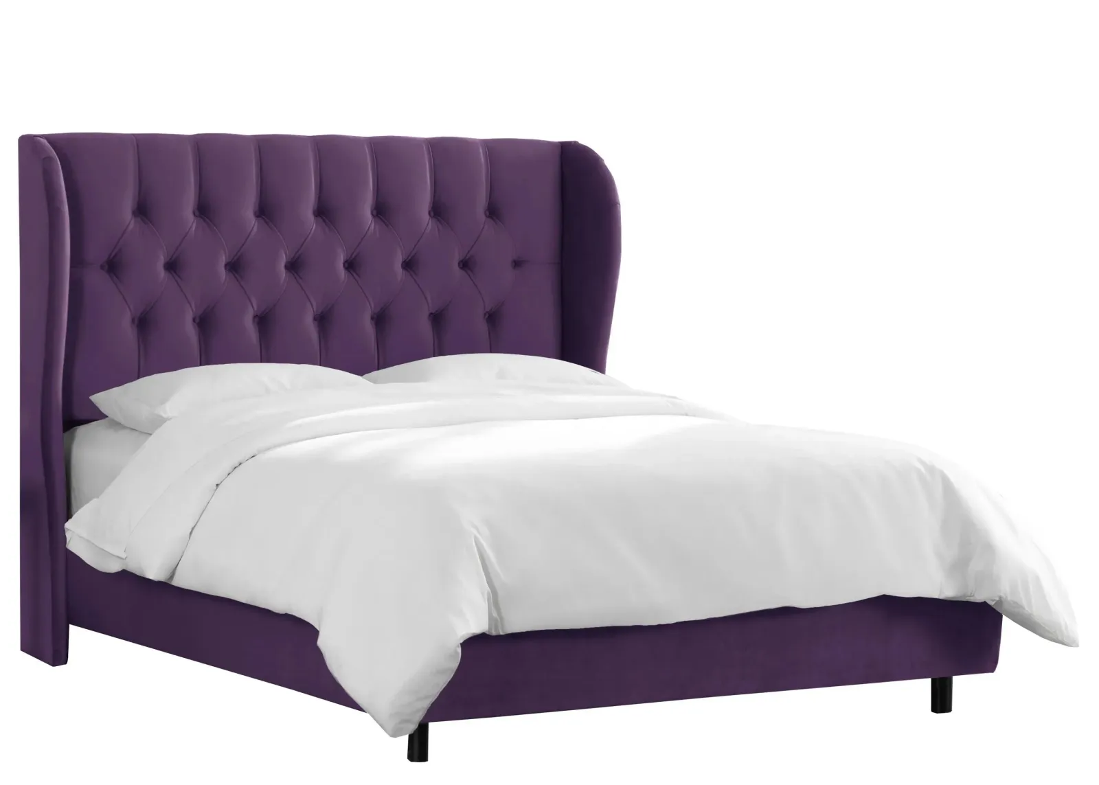 Thayer Wingback Bed in Velvet Aubergine by Skyline