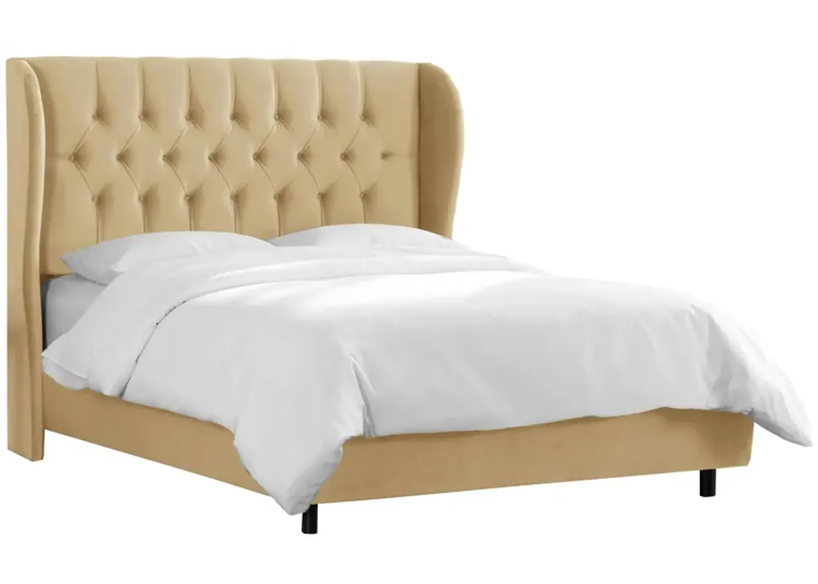 Thayer Wingback Bed in Velvet Buckwheat by Skyline