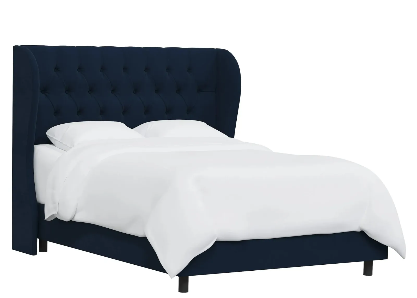 Thayer Wingback Bed in Velvet Navy by Skyline