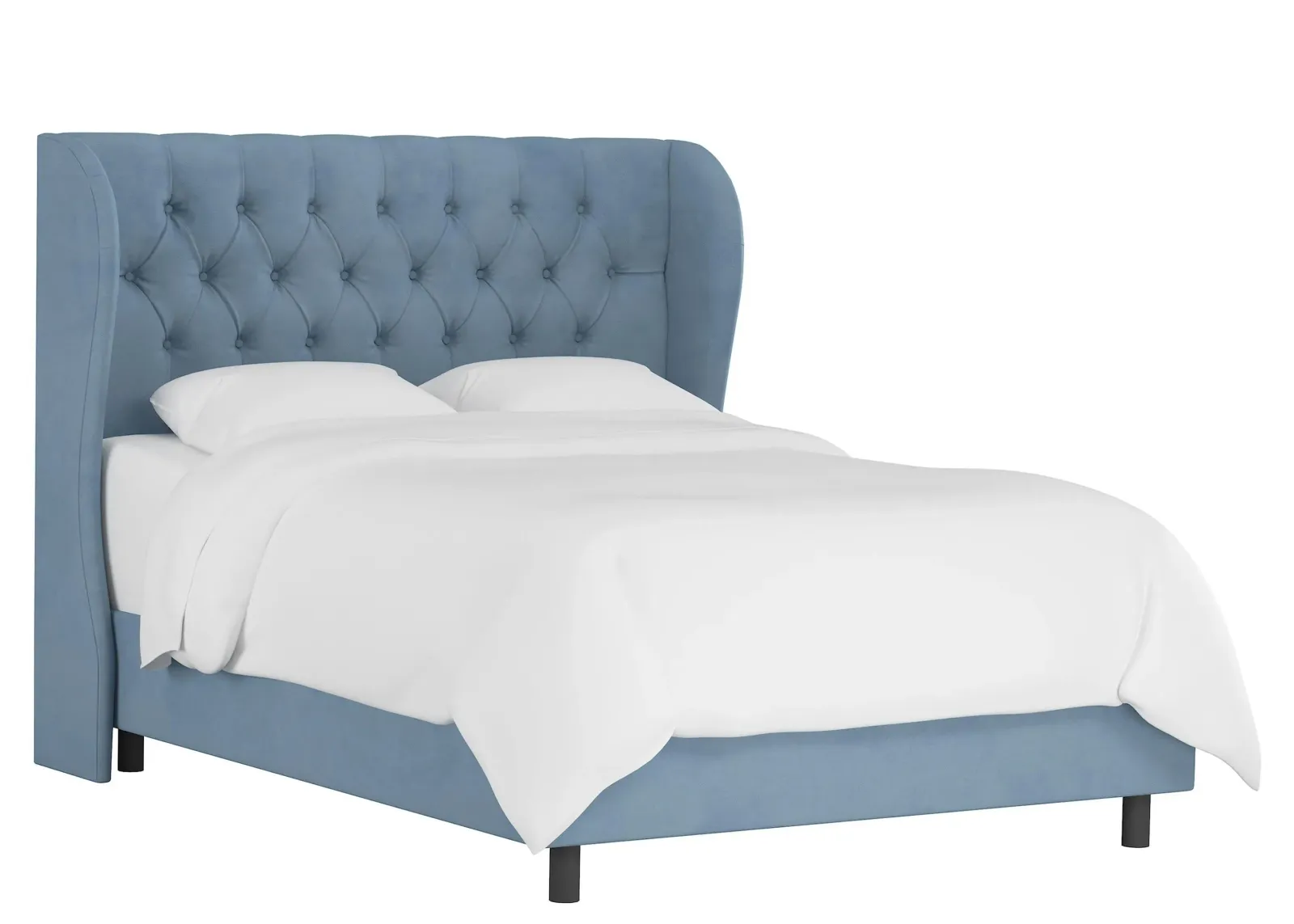 Thayer Wingback Bed in Velvet Ocean by Skyline