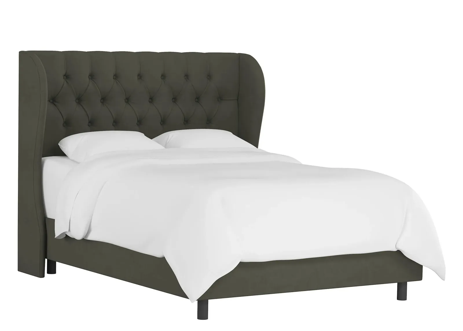 Thayer Wingback Bed in Velvet Pewter by Skyline