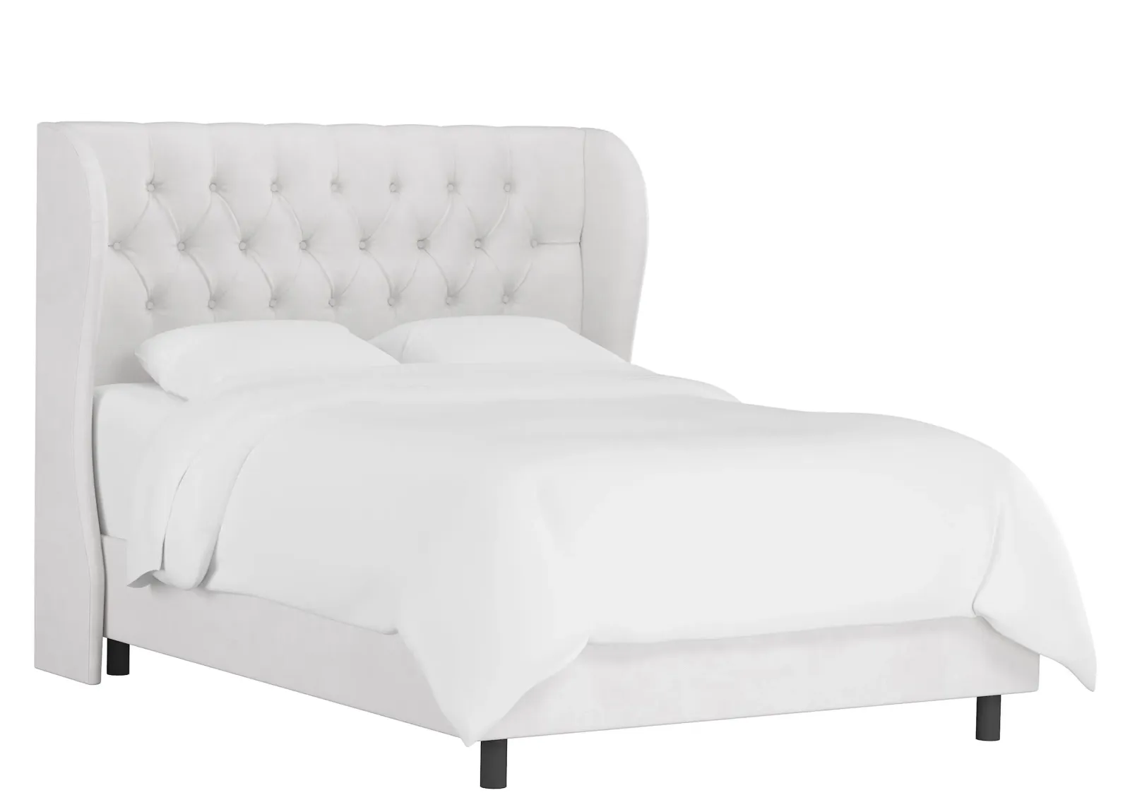 Thayer Wingback Bed in Velvet White by Skyline