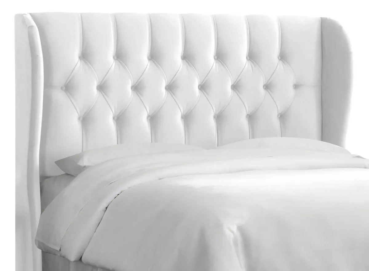 Thayer Wingback Headboard in Velvet White by Skyline