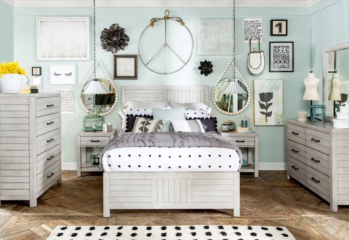 Summer Camp Panel Bed in Stone Path White by Legacy Classic Furniture