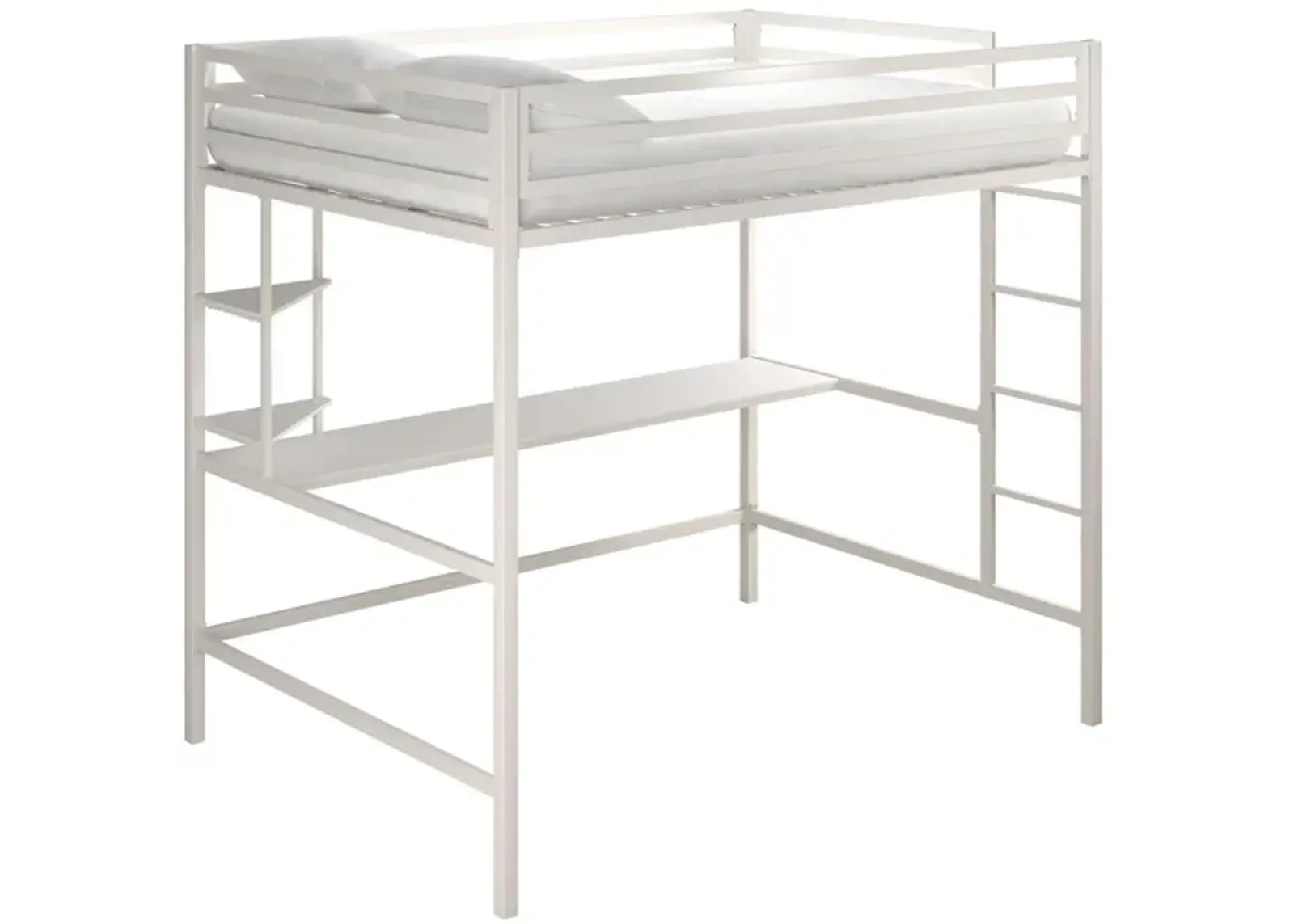 Novogratz Maxwell Loft Bed with Desk & Shelves in White by DOREL HOME FURNISHINGS