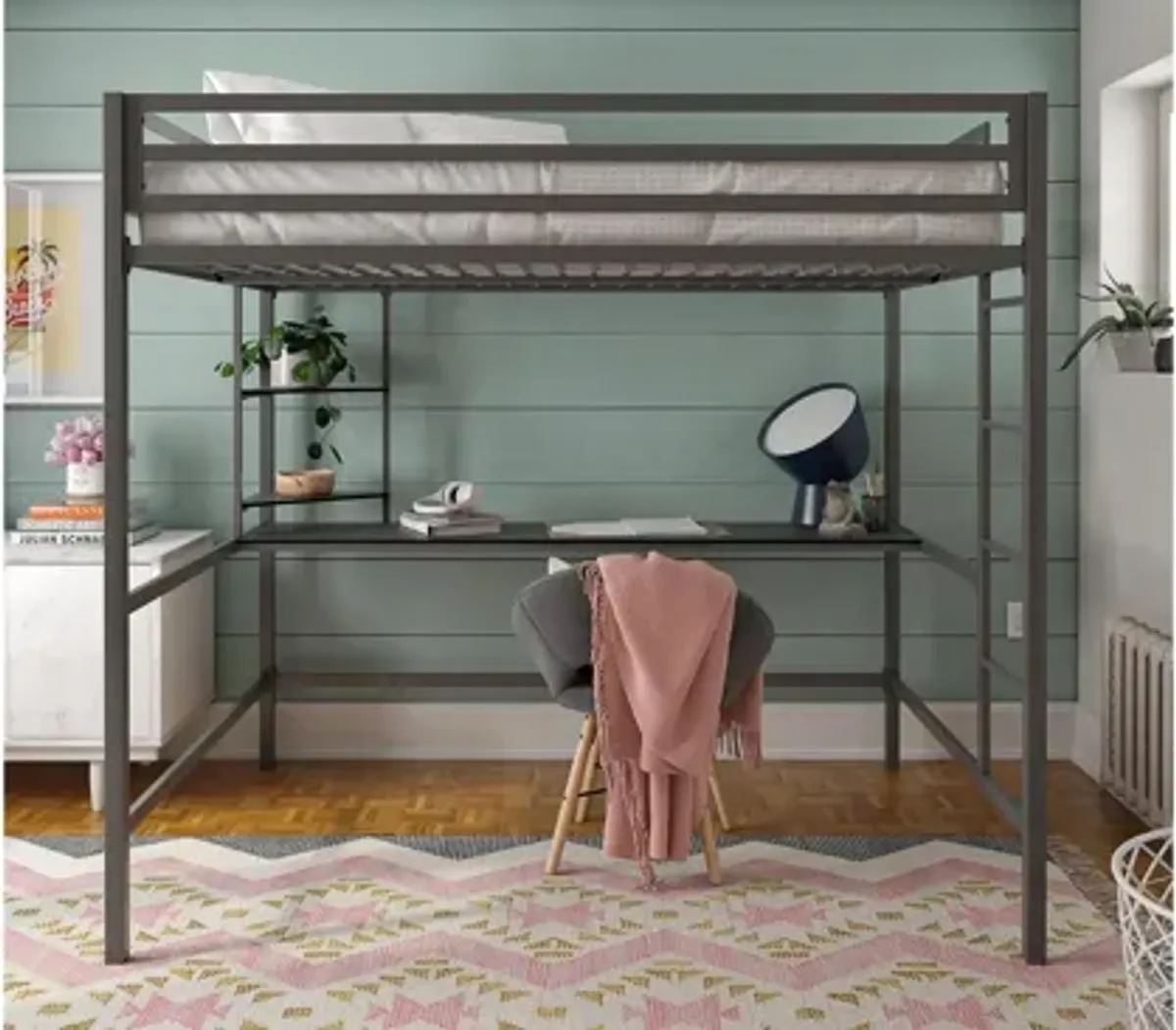 Novogratz Maxwell Loft Bed with Desk & Shelves