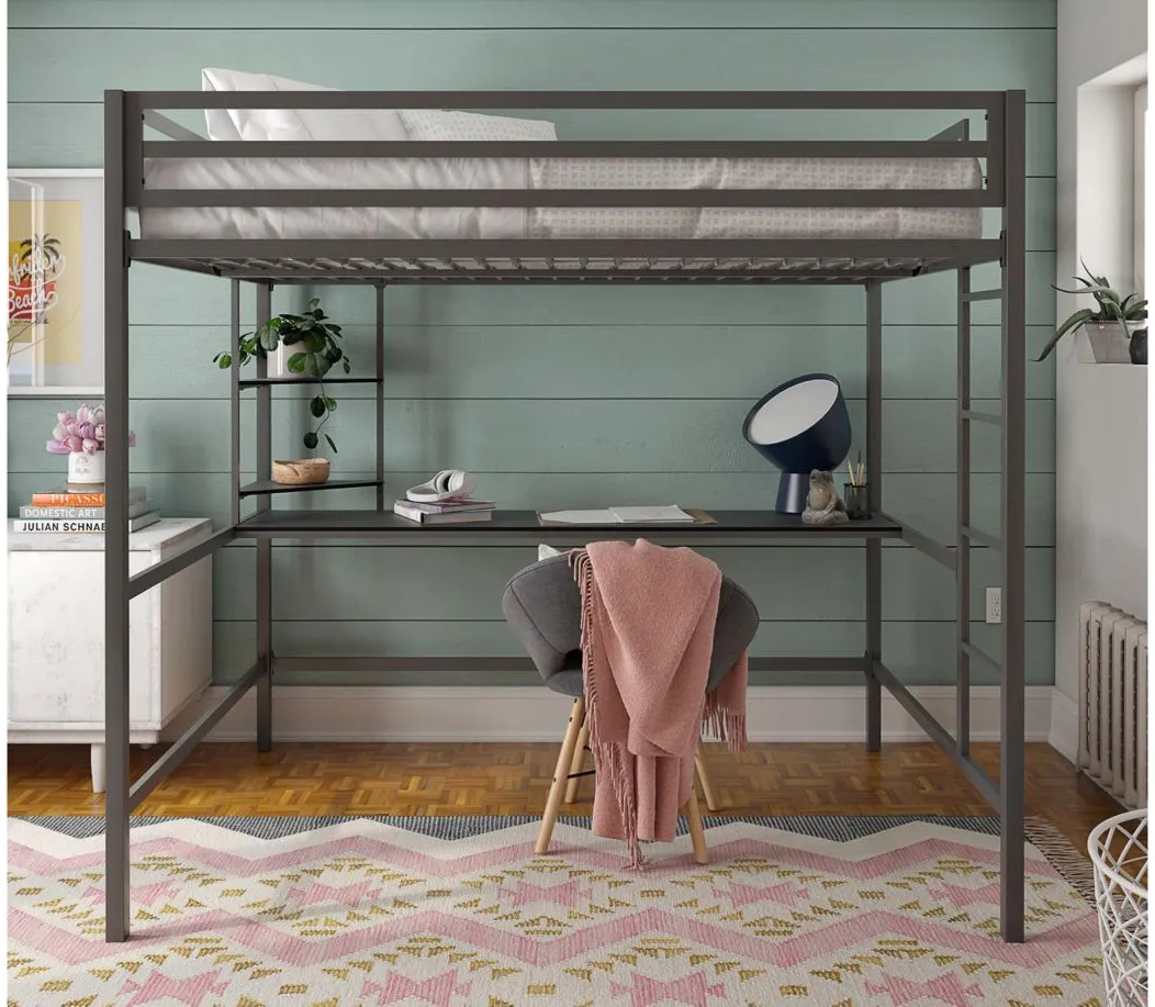 Novogratz Maxwell Loft Bed with Desk & Shelves