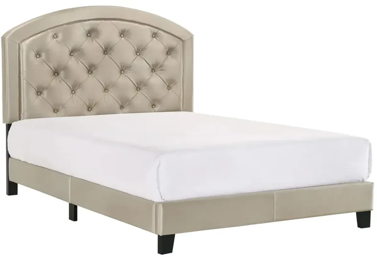 Gaby Upholstered Platform Bed with Adjustable Headboard in Gold by Crown Mark