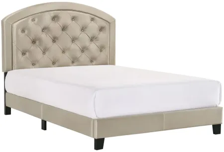 Gaby Upholstered Platform Bed with Adjustable Headboard in Gold by Crown Mark
