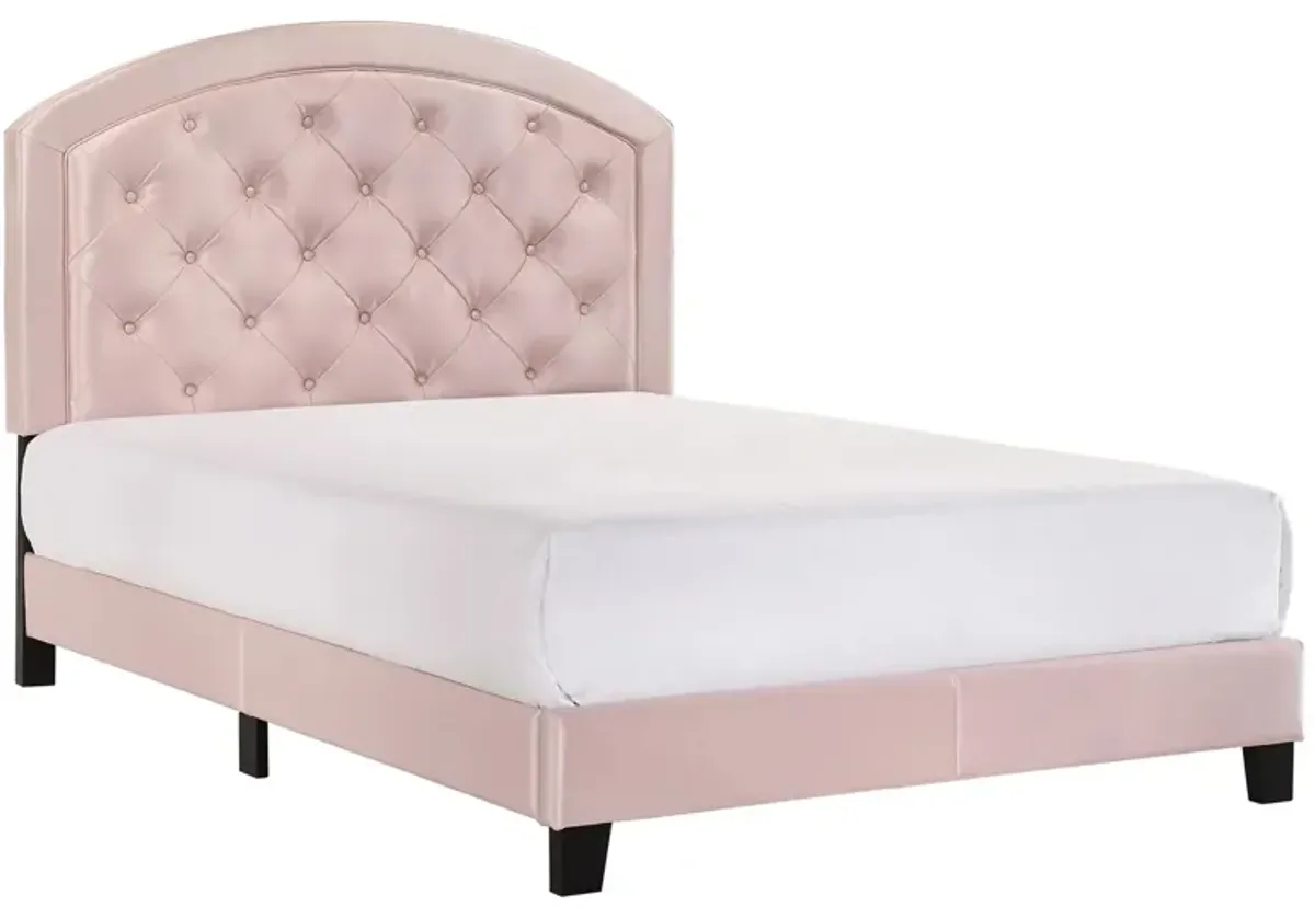 Gaby Upholstered Platform Bed with Adjustable Headboard in Pink by Crown Mark