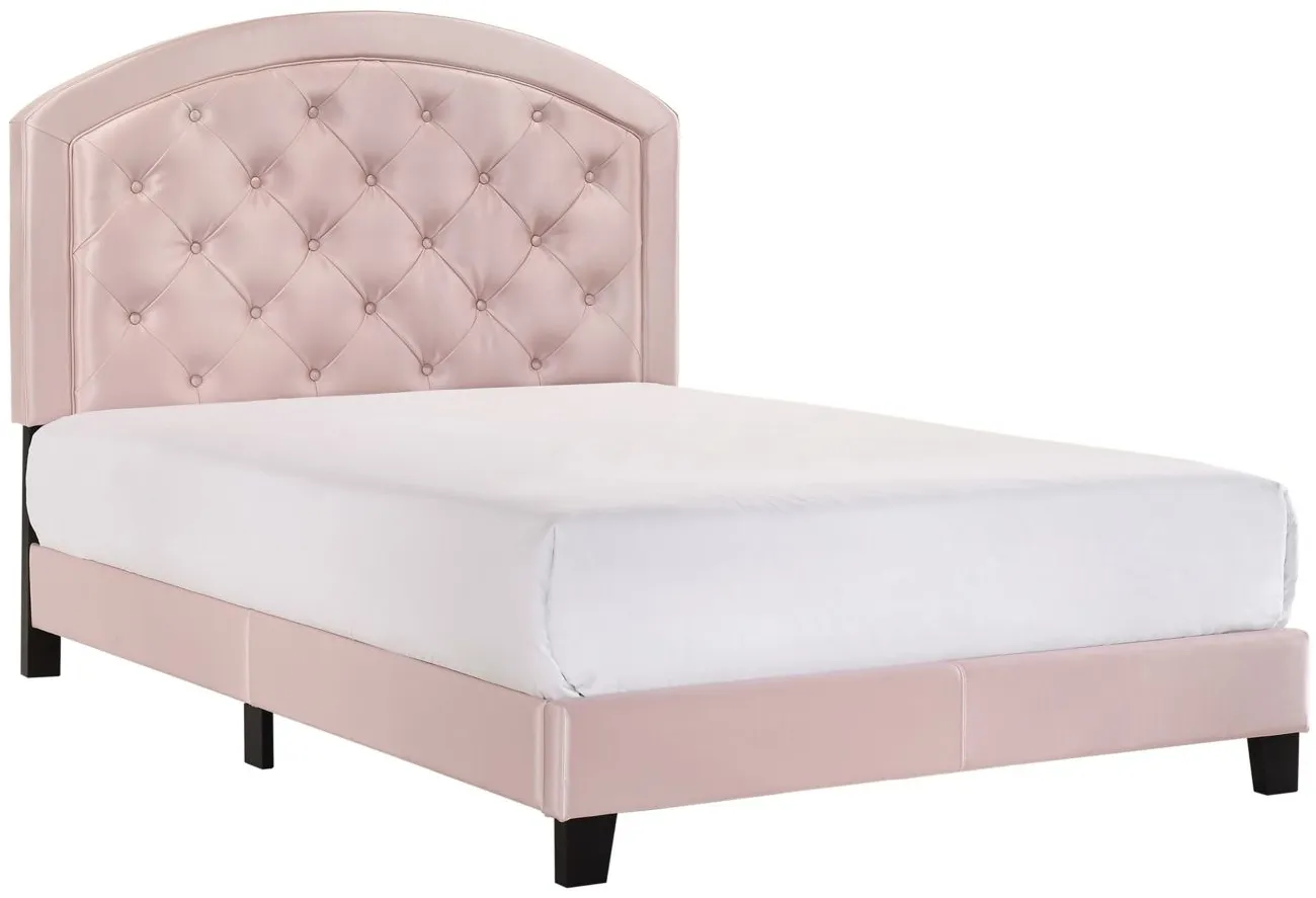 Gaby Upholstered Platform Bed with Adjustable Headboard in Pink by Crown Mark