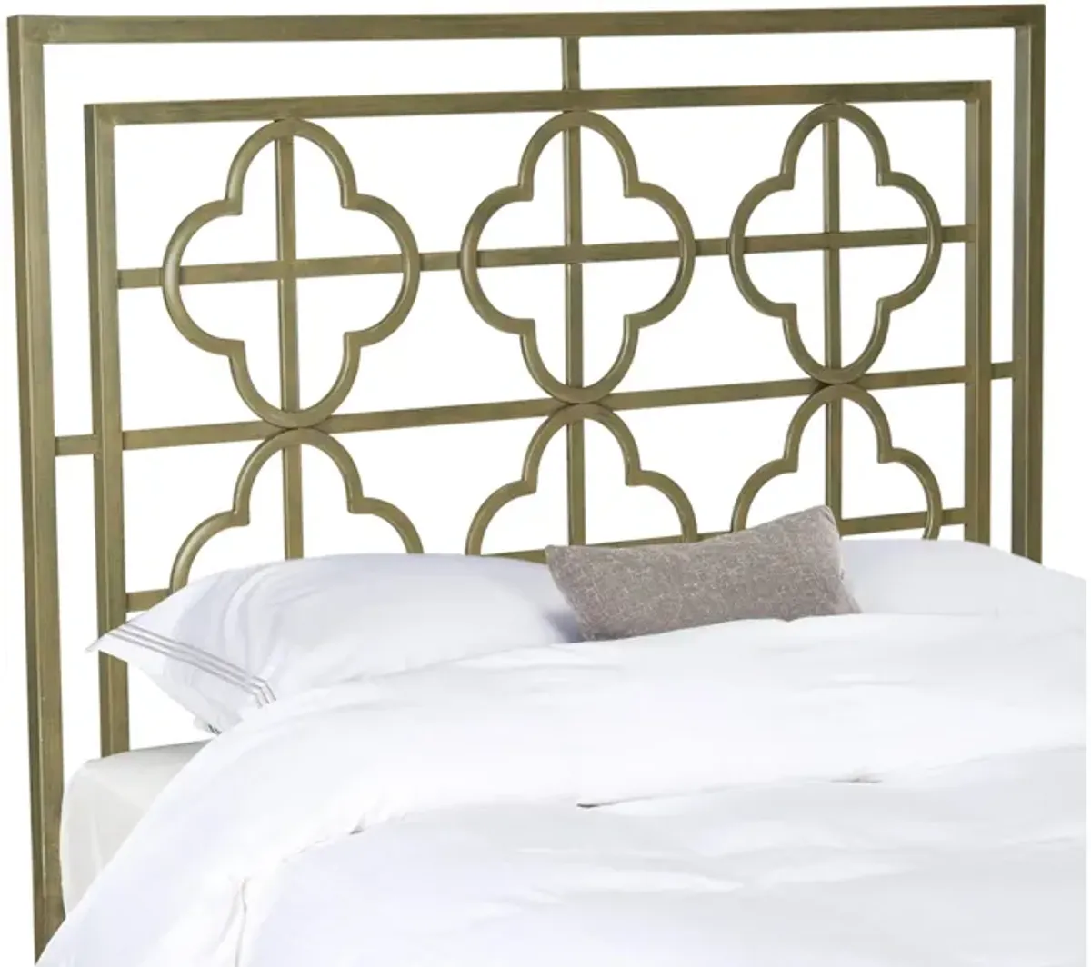 Lucinda Francais Metal Headboard in Distressed Brass by Safavieh