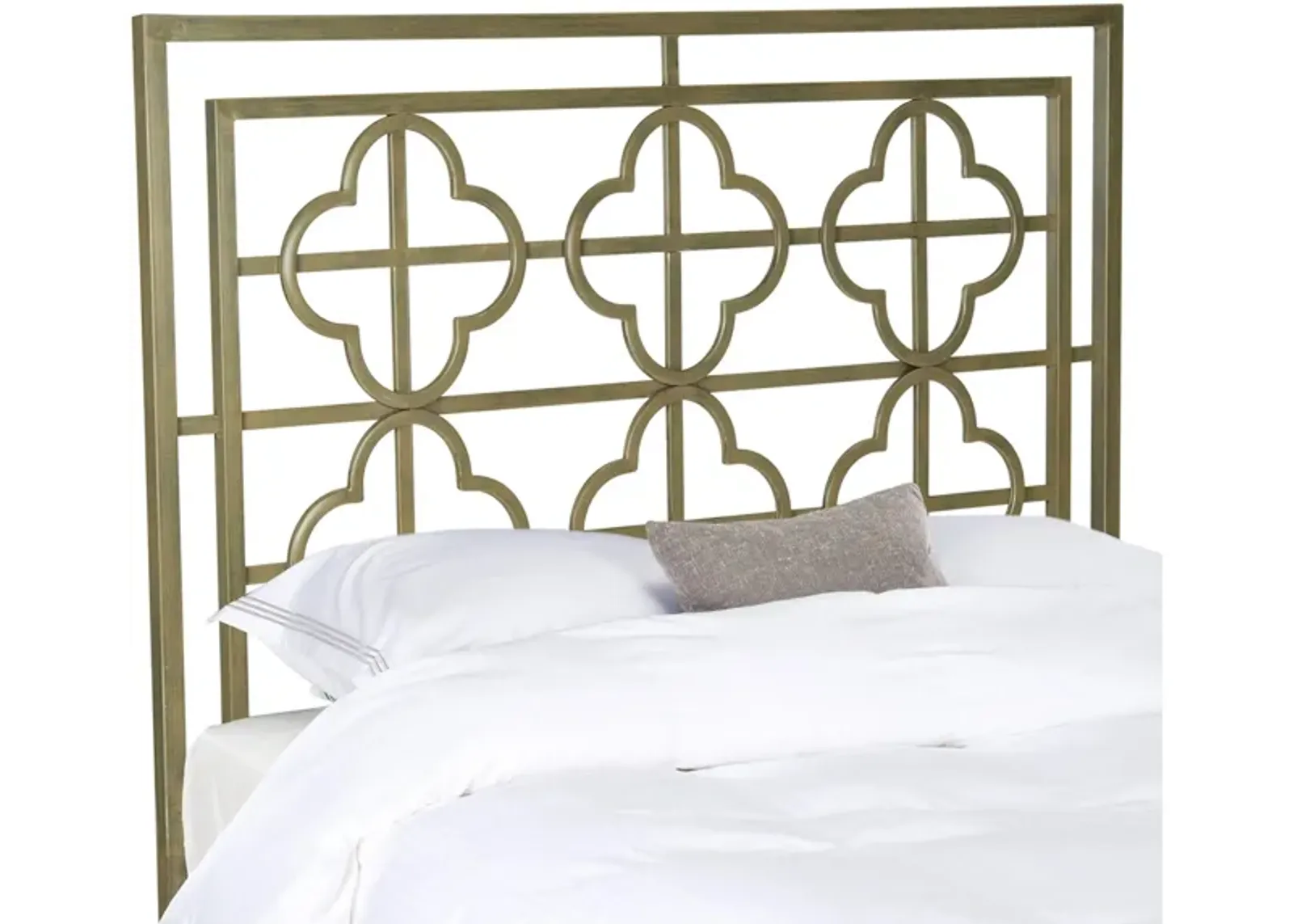 Lucinda Francais Metal Headboard in Distressed Brass by Safavieh