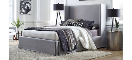 Cresta Upholstered Skirted Panel Bed in Fog by Bellanest