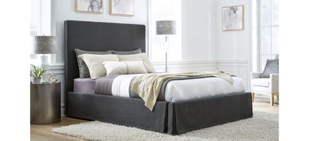 Cheviot Upholsterd Skirted Panel Bed in Iron by Bellanest