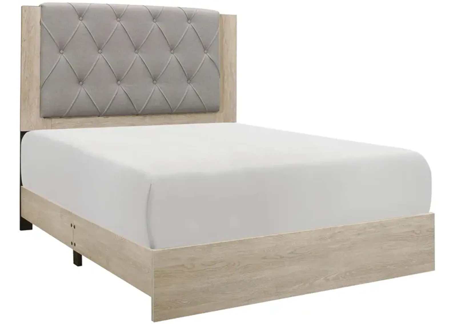 Karren Upholstered Panel Bed in Cream & Gray by Homelegance