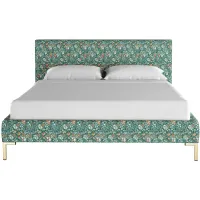 Malin Platform Bed in Cameila Multi Green Oga by Skyline