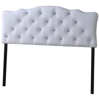 Rita Faux Leather Upholstered Button-tufted Scalloped Headboard in White by Wholesale Interiors