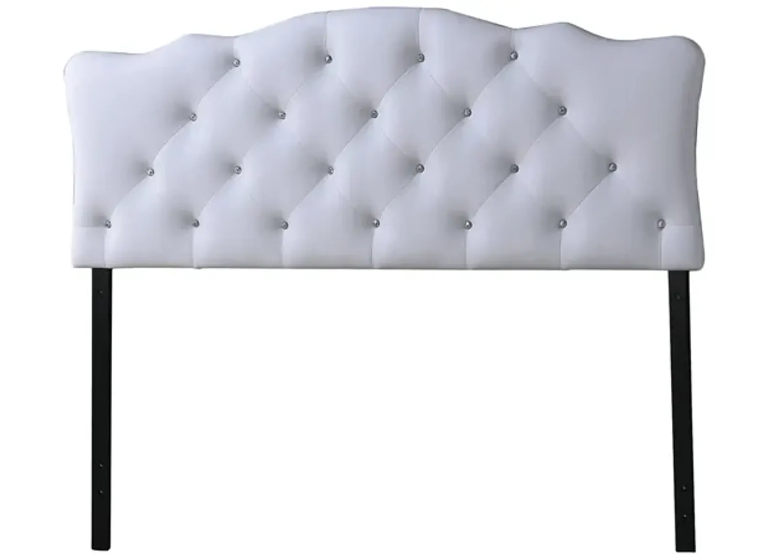 Rita Faux Leather Upholstered Button-tufted Scalloped Headboard in White by Wholesale Interiors