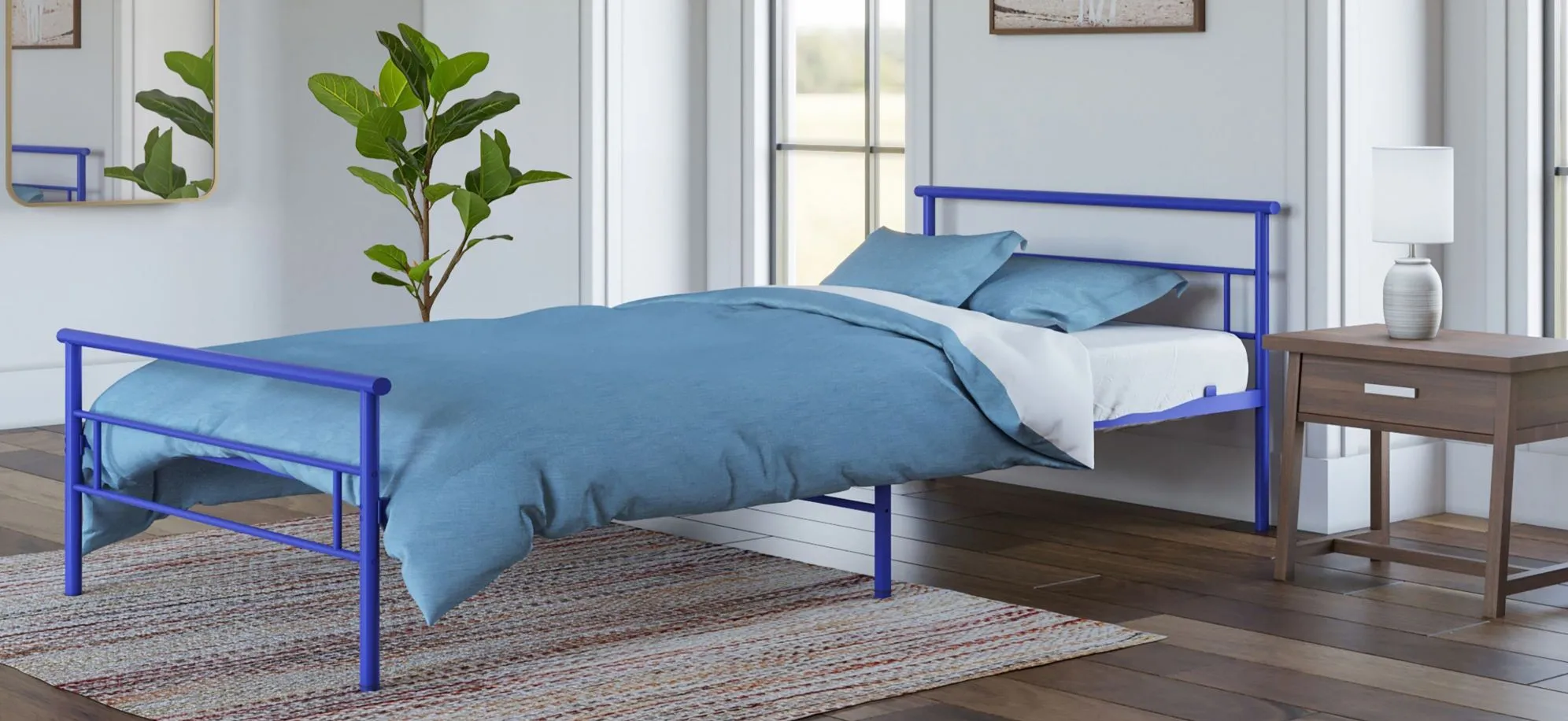 Seattle Metal Twin Bed in Blue by BK Furniture