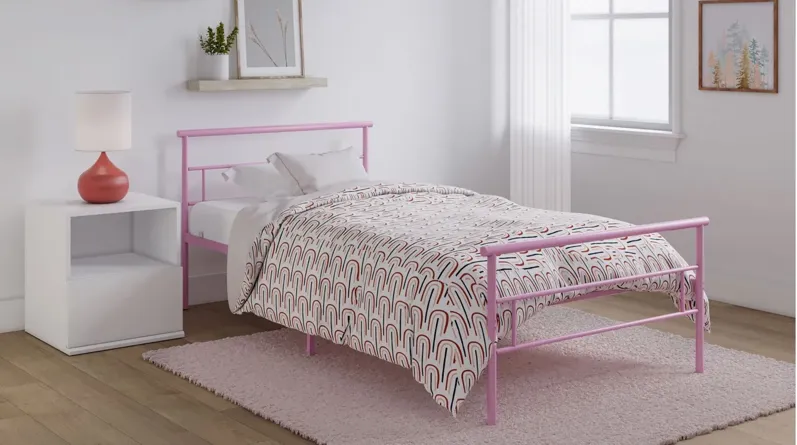 Seattle Metal Twin Bed in Pink by BK Furniture