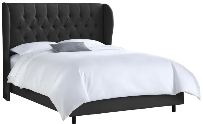 Thayer Wingback Bed in Linen Black by Skyline