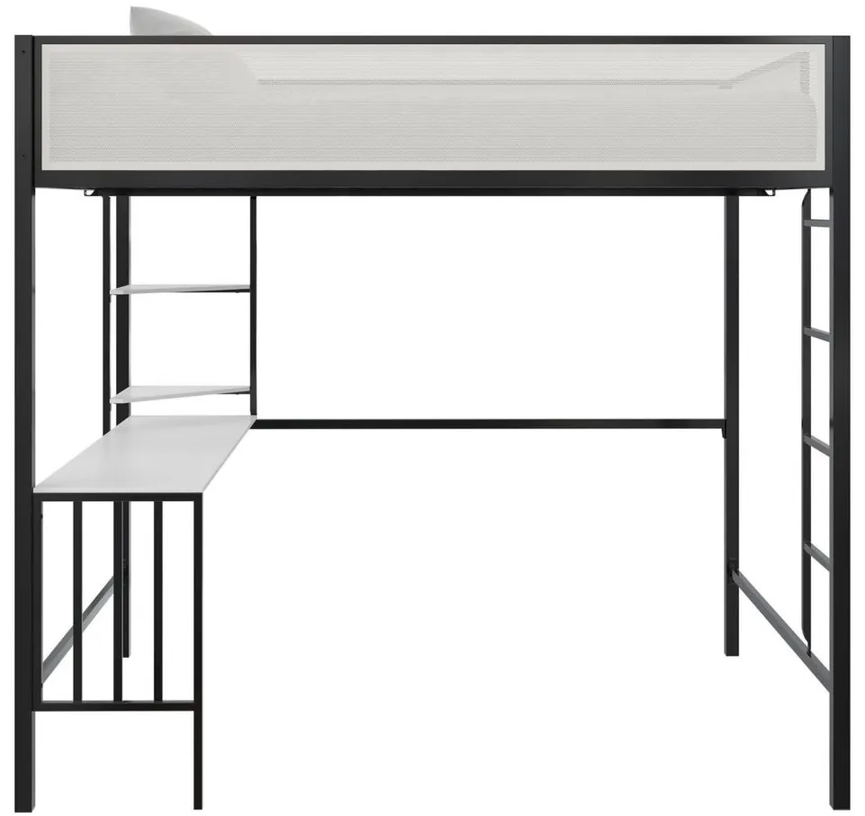 Axel Metal Bed with Desk and Shelves in Black by DOREL HOME FURNISHINGS
