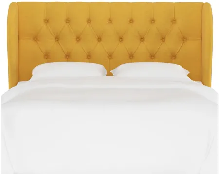 Thayer Wingback Headboard in Linen French Yellow by Skyline