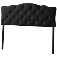 Rita Faux Leather Upholstered Button-tufted Scalloped Headboard in Black by Wholesale Interiors