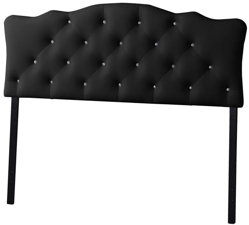 Rita Faux Leather Upholstered Button-tufted Scalloped Headboard in Black by Wholesale Interiors