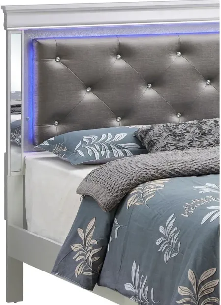 Verona Full Bed w/ LED Lighting in Silver Champagne by Glory Furniture
