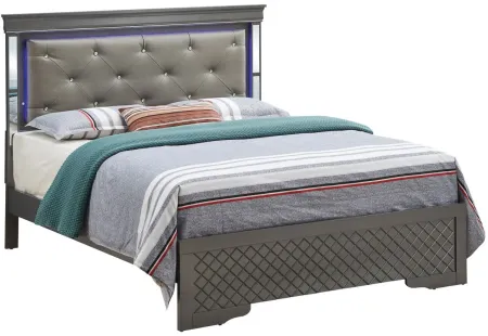 Verona Full Bed w/ LED Lighting in Metallic Black by Glory Furniture