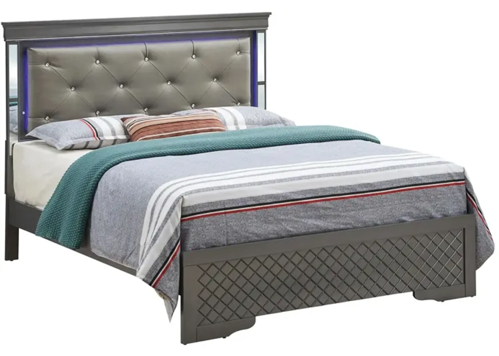 Verona Full Bed w/ LED Lighting in Metallic Black by Glory Furniture