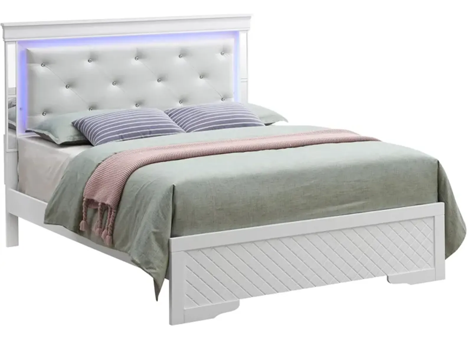 Verona Full Bed w/ LED Lighting in White by Glory Furniture