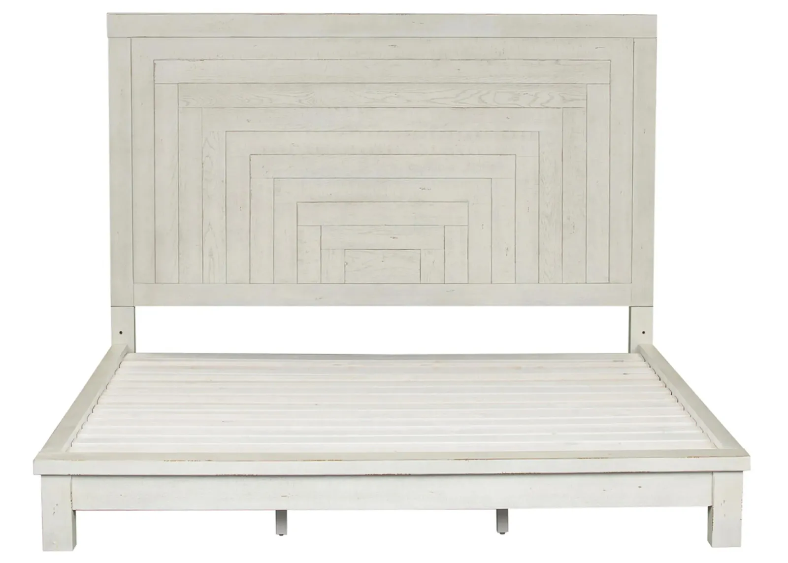 Marguerite Queen Platform Bed in Flea Market White with Heavy Distressing by Liberty Furniture