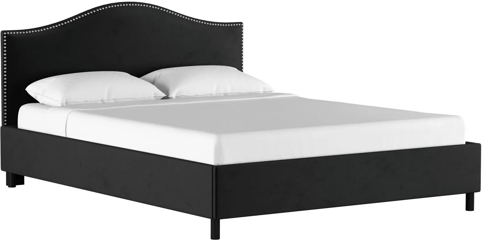 Alexander Platform Bed in Velvet Black by Skyline