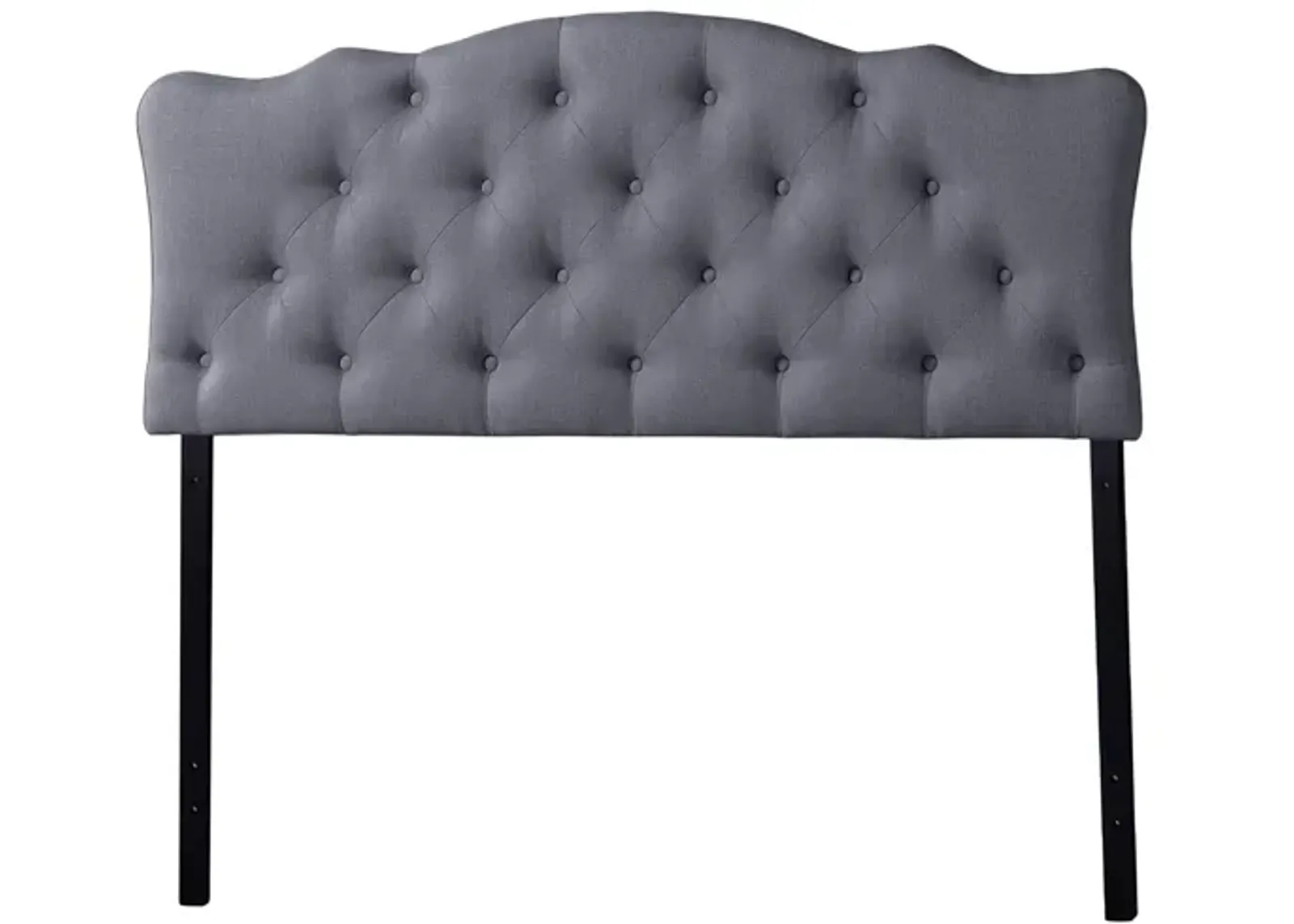 Rita Fabric Upholstered Button-tufted Scalloped Headboard in Gray by Wholesale Interiors