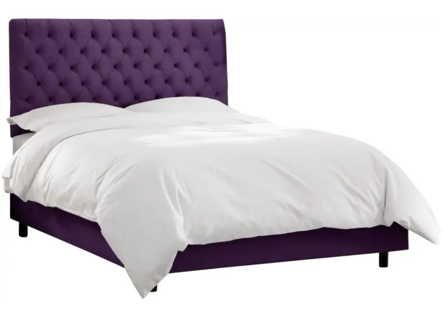 Queensbury Bed in Velvet Aubergine by Skyline