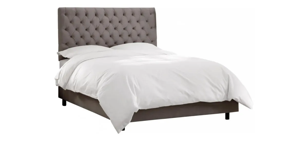 Queensbury Bed in Velvet Steel Gray by Skyline